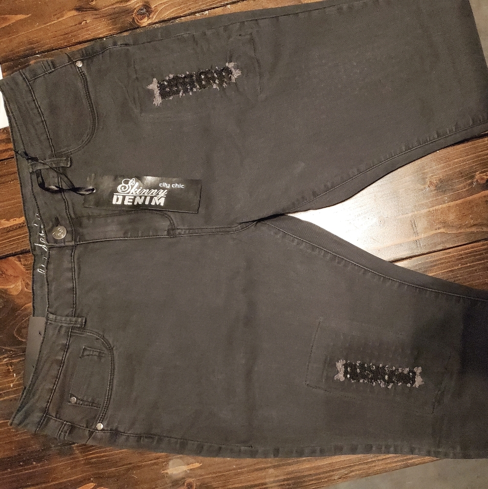 CityChic Black Denim Jeans with studs